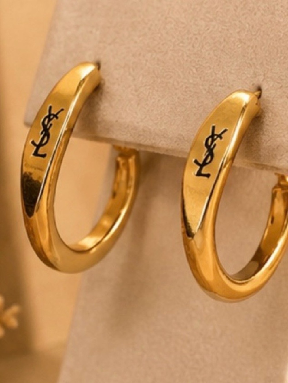 Gold Designer-Inspired Monogram Hoop Earrings